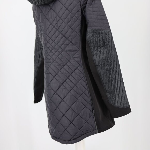 Athleta Womens Bayview Quilted Hooded Coat Black SP Longline Warm Winter Jacket - Picture 8 of 16